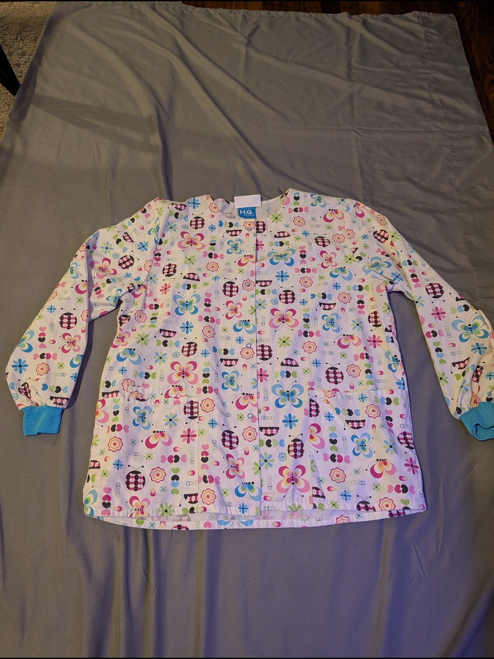 Women's Long Sleeve Butterfly Print Scrub Jacket Lightweight